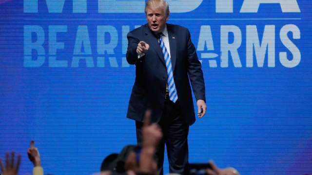 Watch: Trump defends gun laws during NRA speech, makes stabbing gesture in air to decry knives