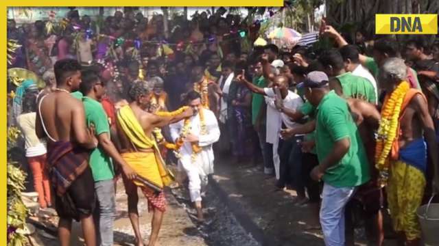 Bjp Leader Sambit Patra Walks On Hot Coals While Offering Prayer To