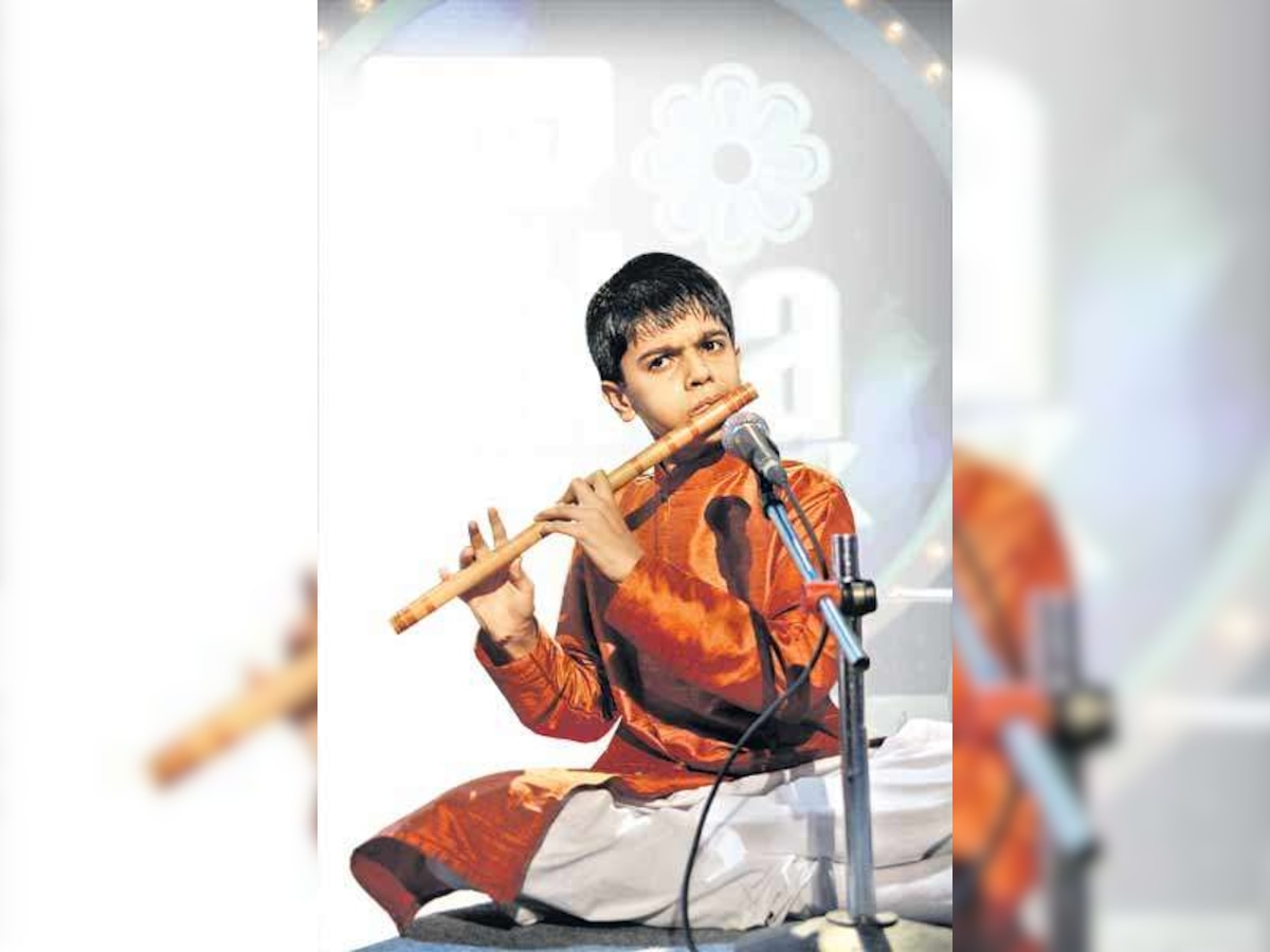 S Akash, the little flute master