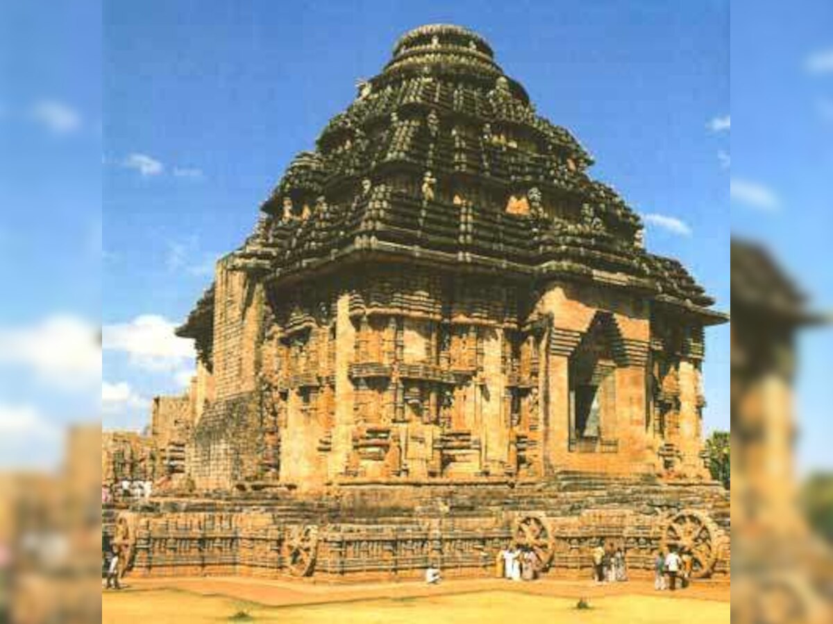 World Heritage site Konark Sun Temple under knee deep water