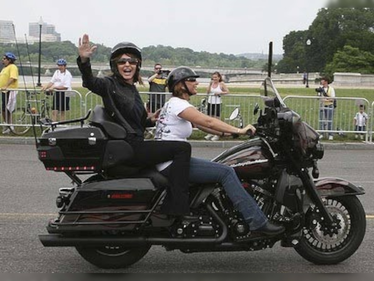 Republican Sarah Palin rolls into Washington on a Harley