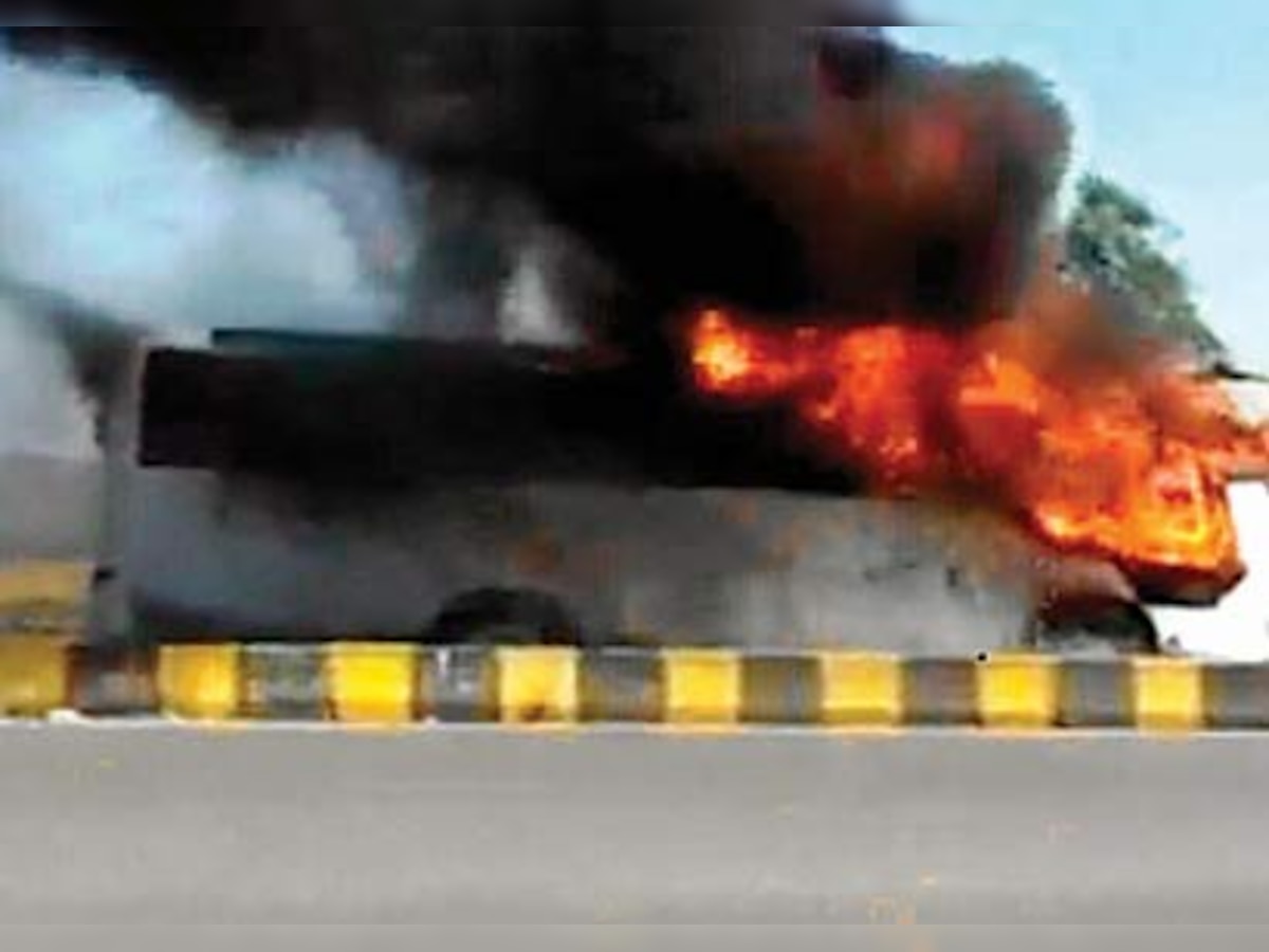 Great escape for owner, son as bus catches fire