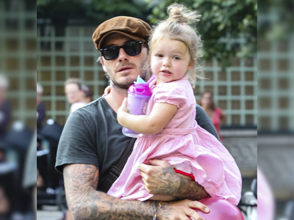 David Beckham enjoys outdoor play date with daughter Harper