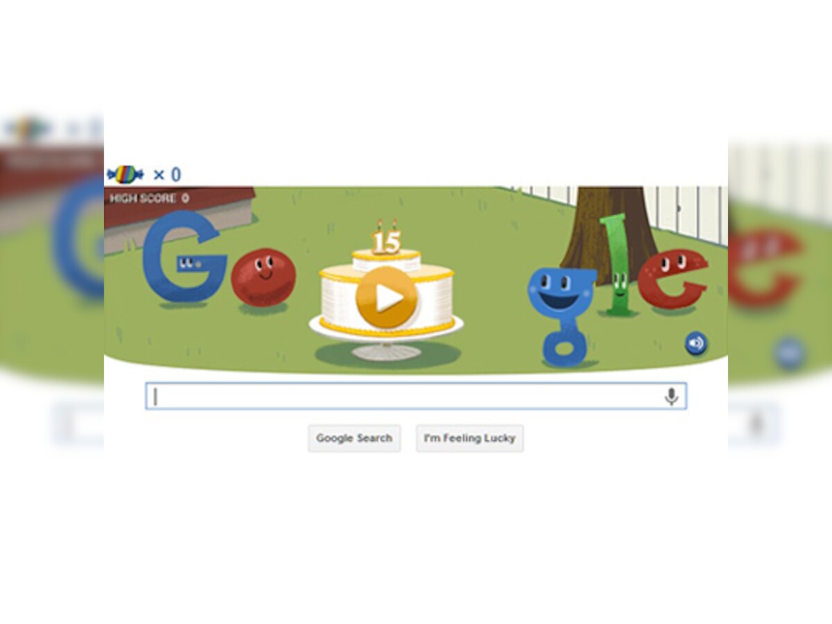 Google turns 15; celebrates with a pinata doodle and a retro homepage