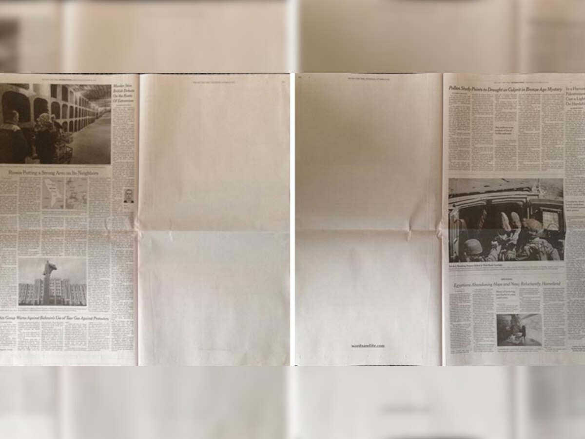 Why The New York Times carried blank pages in Wednesday's edition