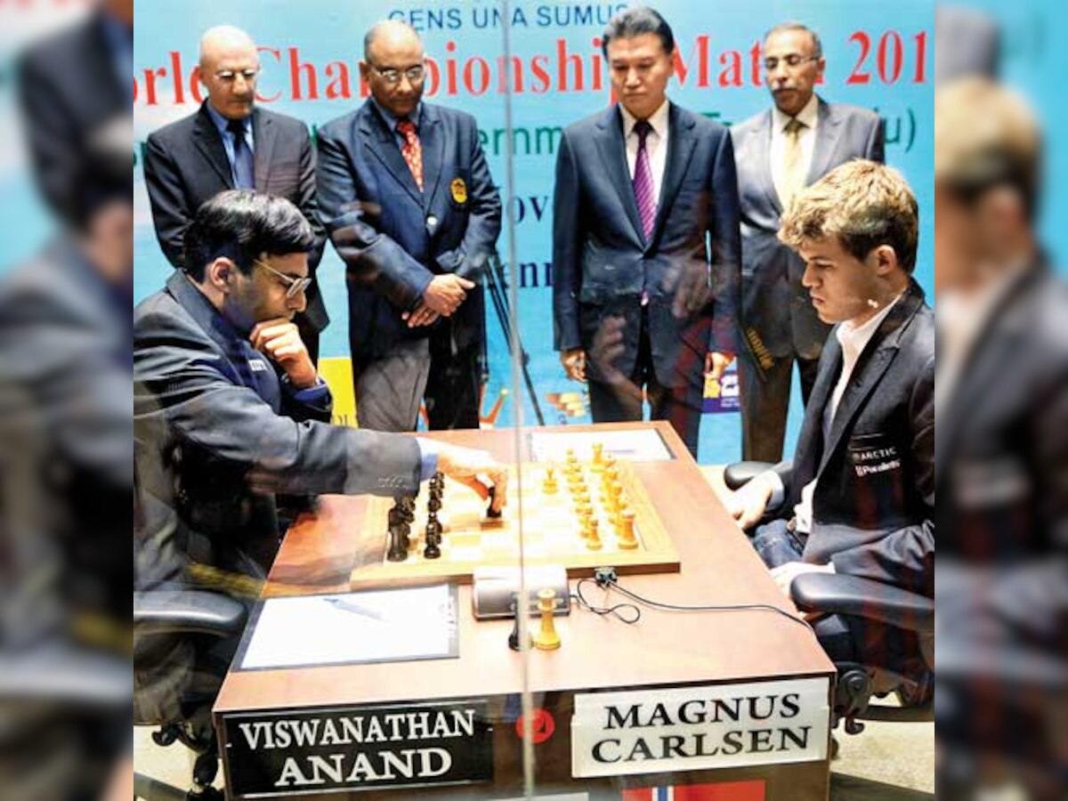 Playing with black pieces, Viswanathan Anand has a comfortable draw against Magnus Carlsen in opening game