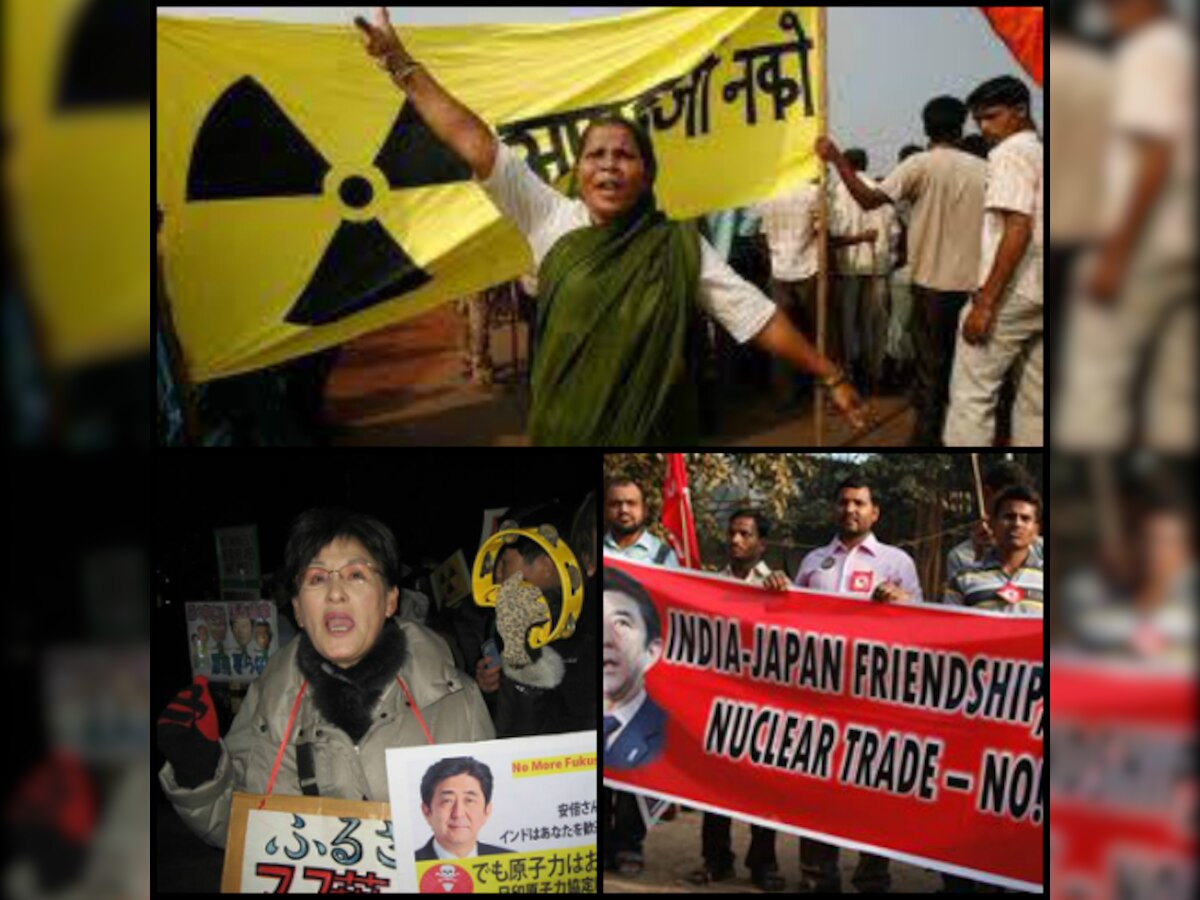 Anti-nuclear activists protest against Shinzo Abe's India visit