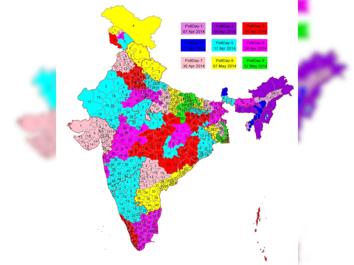 State-wise map of Election dates for Lok Sabha polls 2014