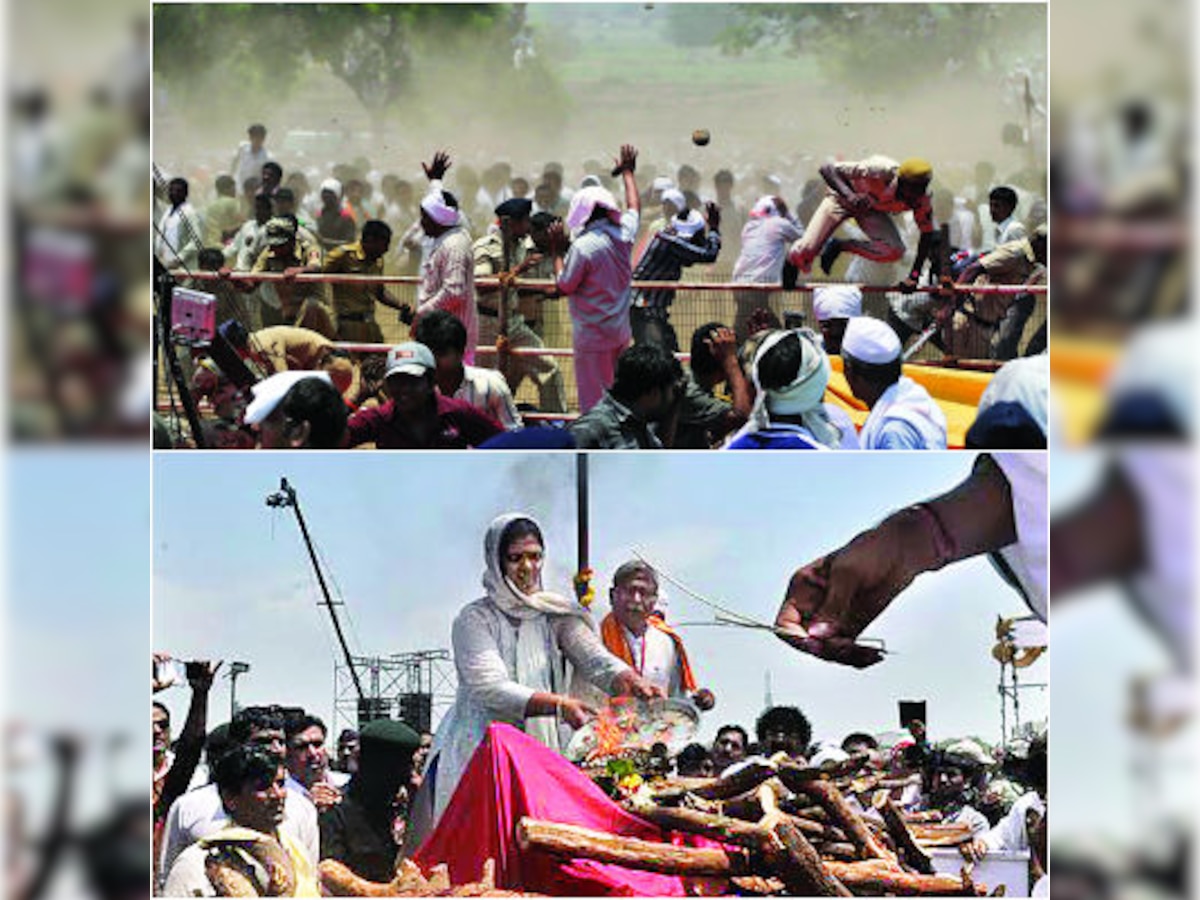 Grief, tears and anger at BJP leader Gopinath Munde's funeral in Parli, Beed