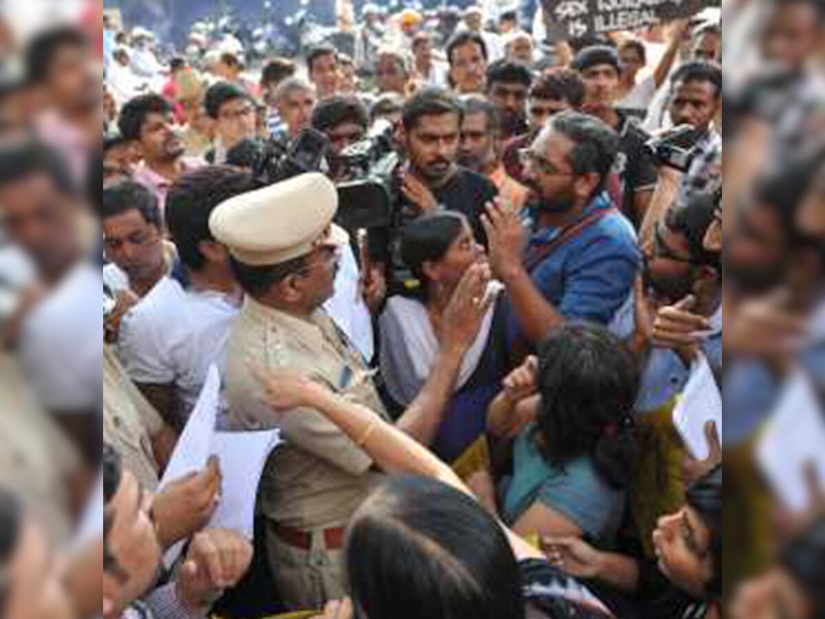 Congress protests outside Delhi's UP Bhavan against rapes in Uttar Pradesh