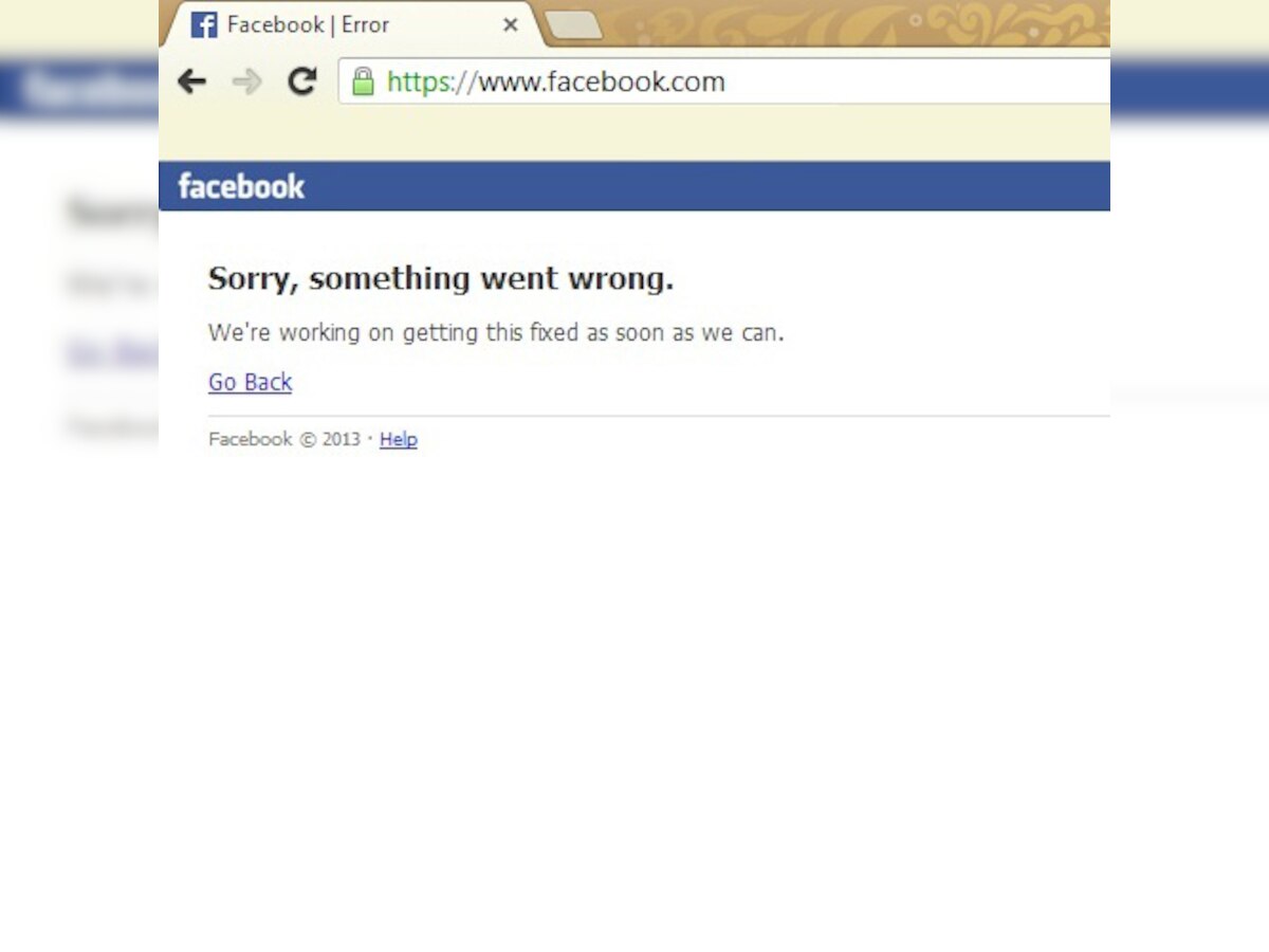 Facebook server error; second major downtime this year