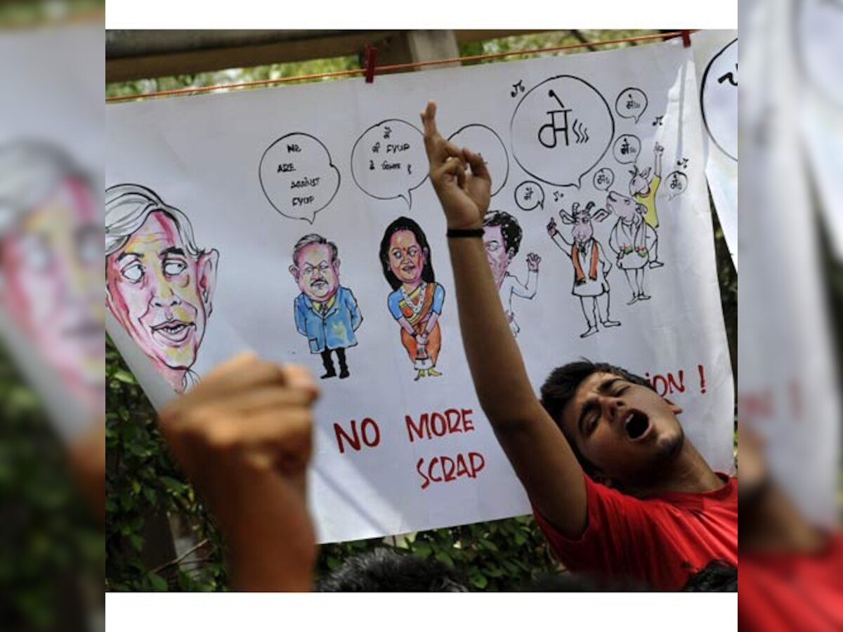 Delhi University BTech students stage protest outside UGC office