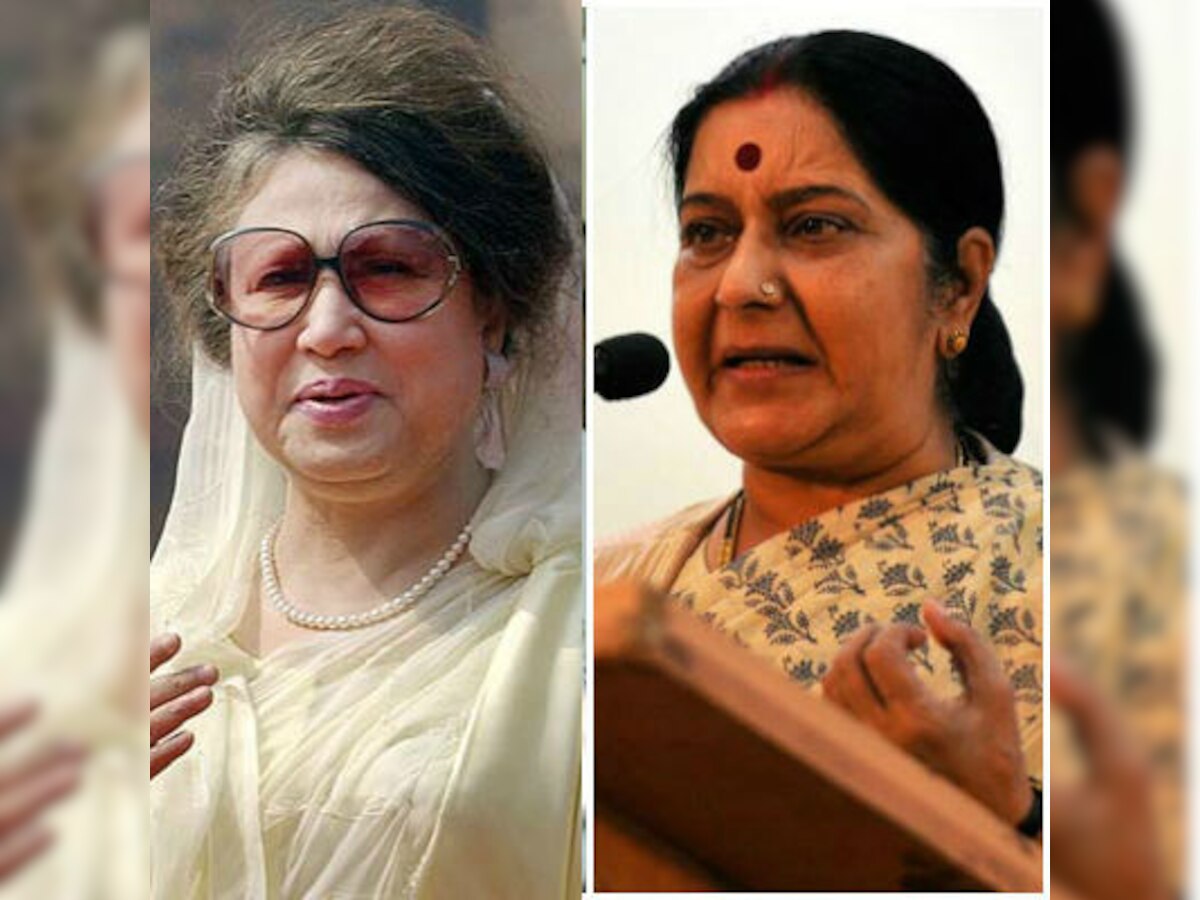 Sushma Swaraj meets Bangladesh Nationalist Party chief Khaleda Zia
