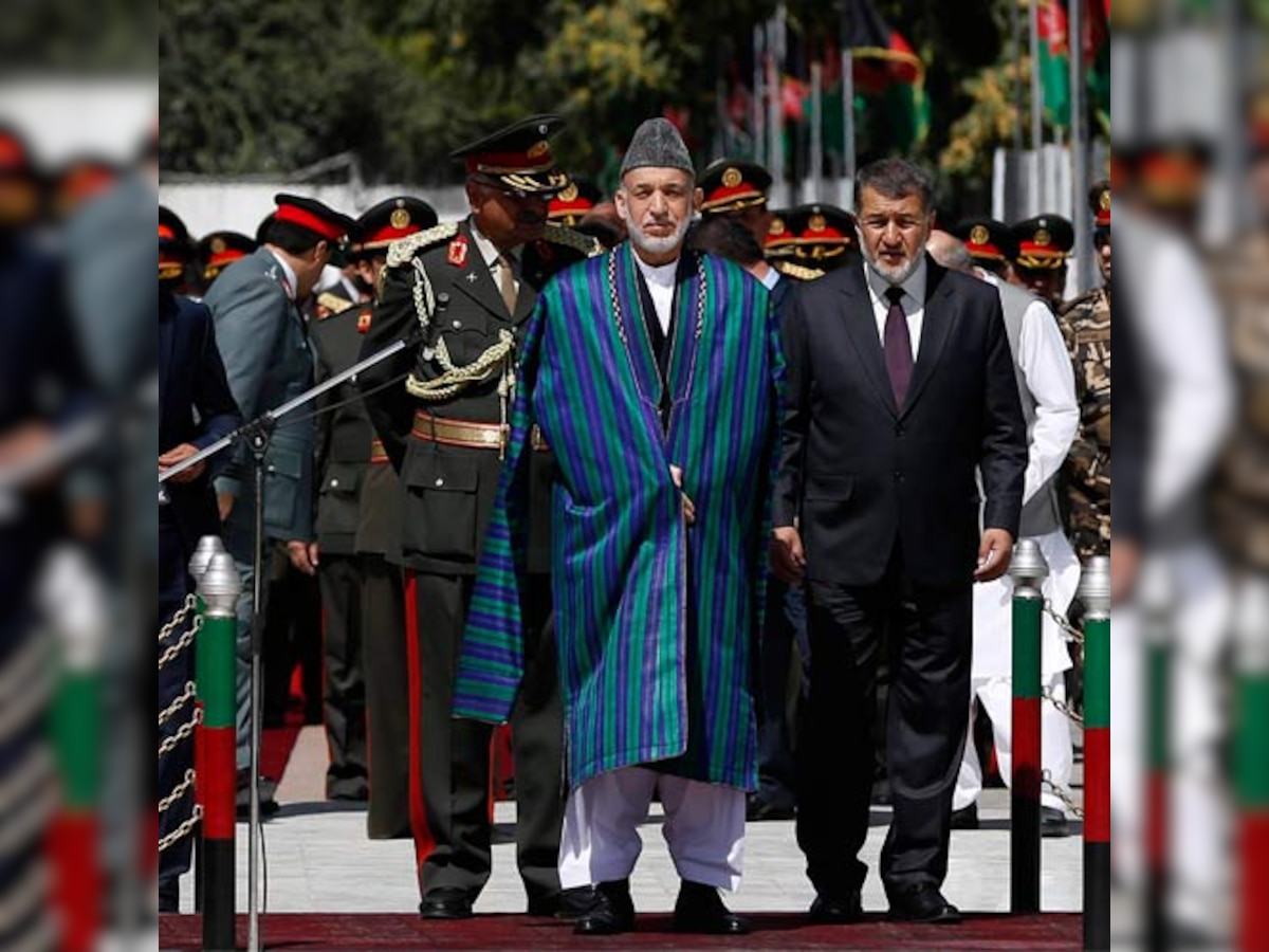 Sushma Swaraj holds talks with Afghanistan President Hamid Karzai