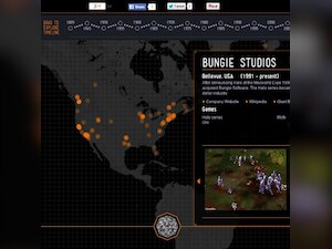 Interactive map detailing the history of game developers