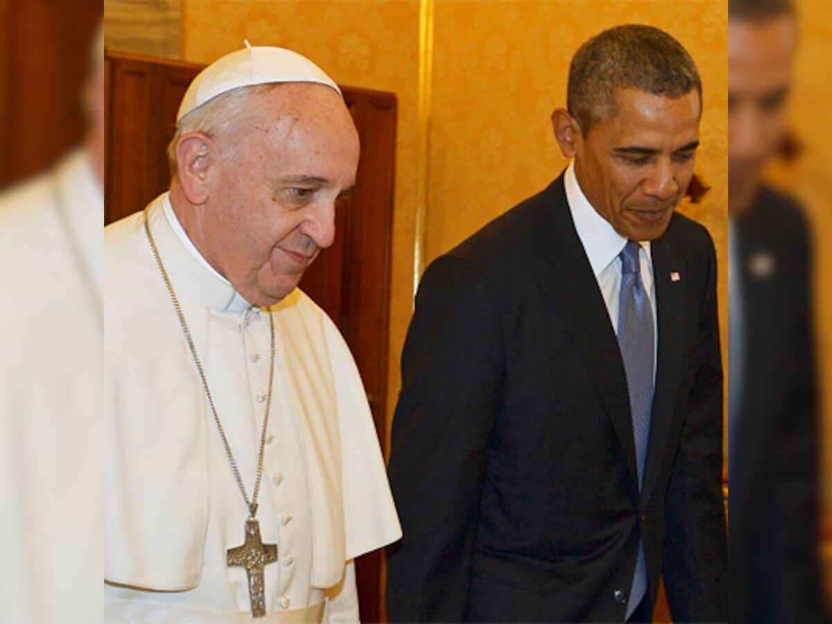 US President Barack Obama  meets Pope Francis, stressing fight against inequality