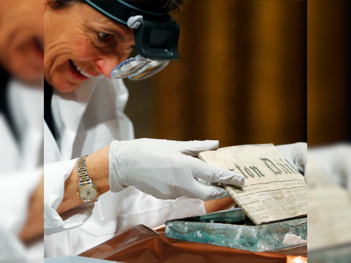 Massachusetts opens 220-year-old time capsule with artifacts left by the US founding fathers