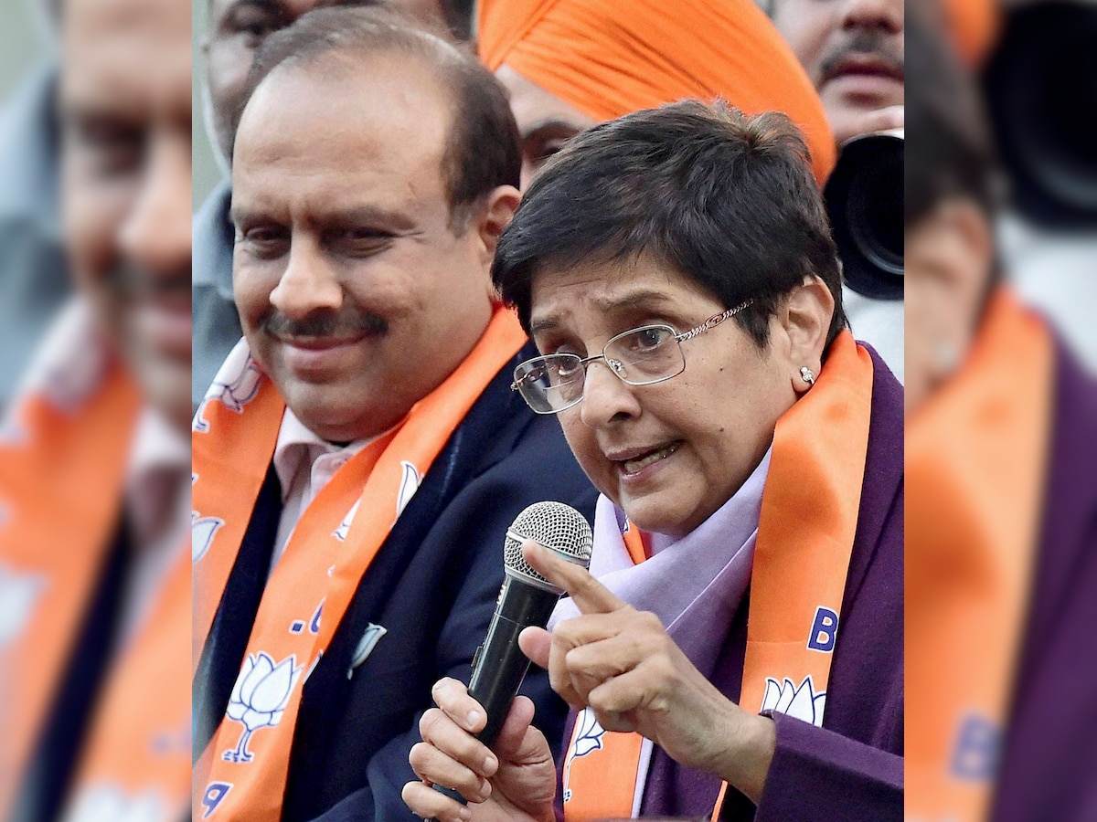 Delhi polls: Suffering with a sore throat, Kiran Bedi campaigns through sign language