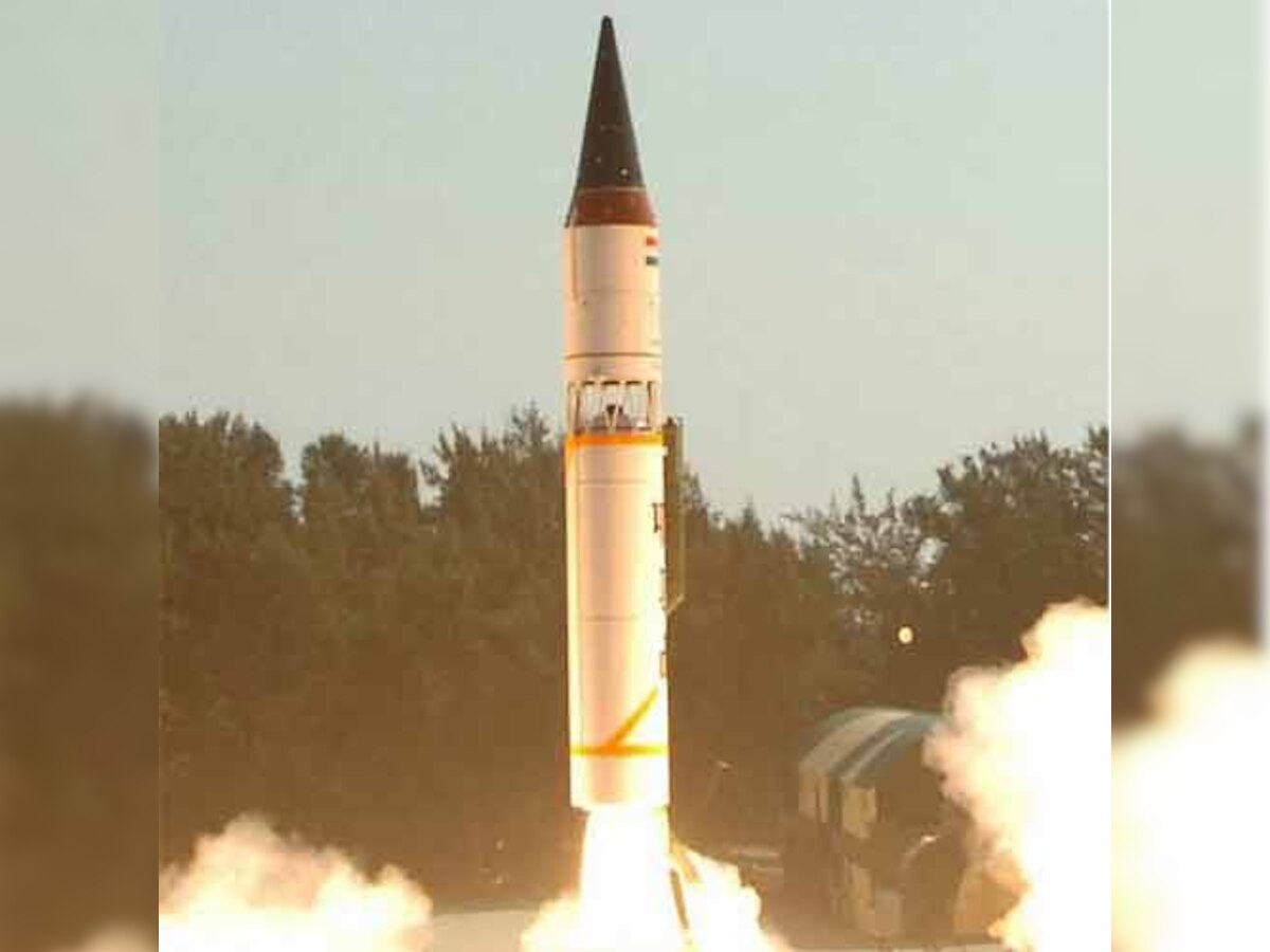 India successfully test-fires surface-to-surface nuclear capable ballistic missile 'Agni-5'.