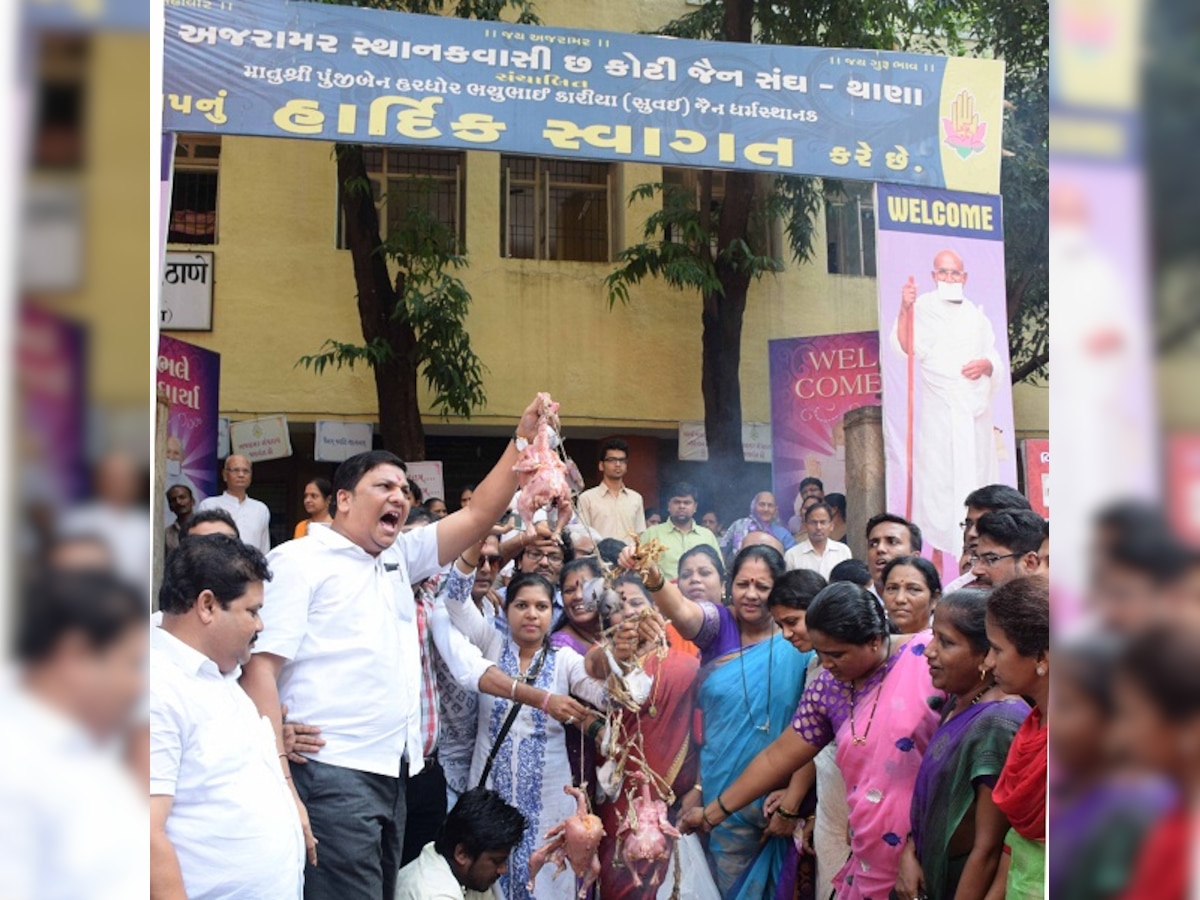 Meat ban protests: MNS attempts to cook chicken outside Jain community program hall in Thane