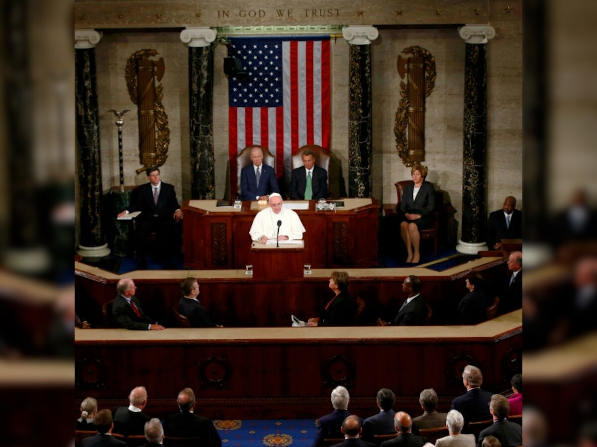 Pope Francis tells Congress US should reject hostility to immigrants