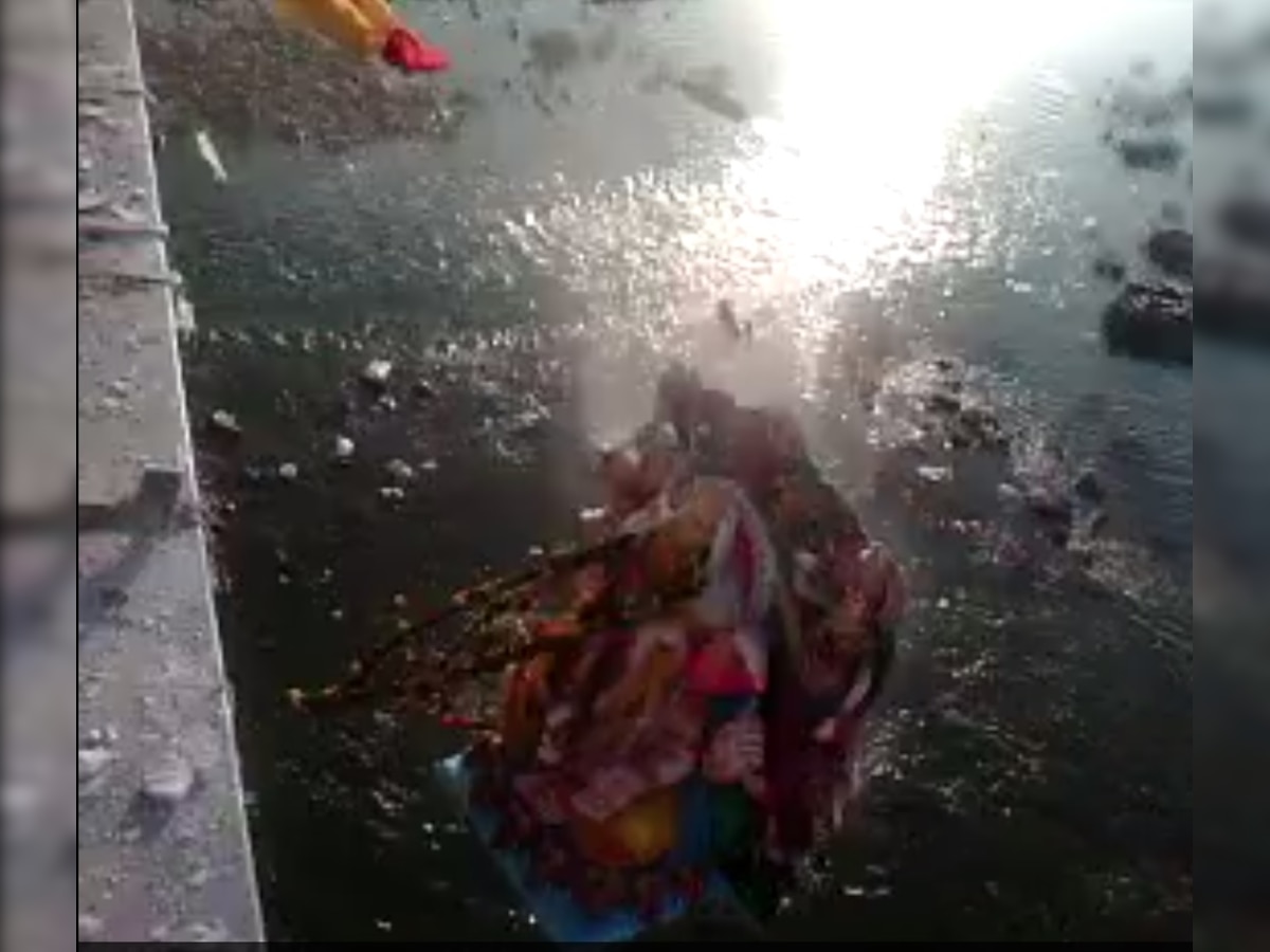 Watch: Video shows huge Ganesh idols being tossed into a river