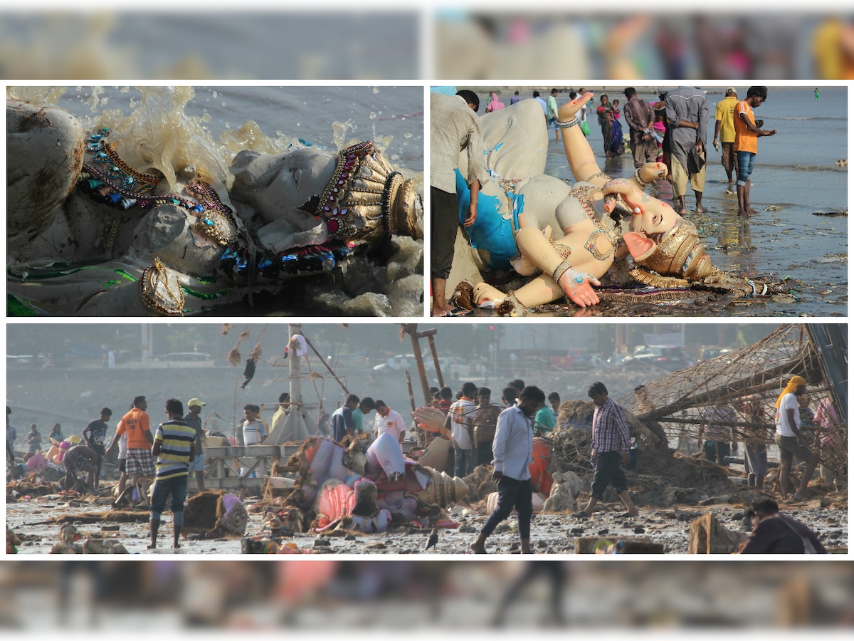 School students turn green crusaders to clean Girgaon Chowpatty after Ganesh visarjan