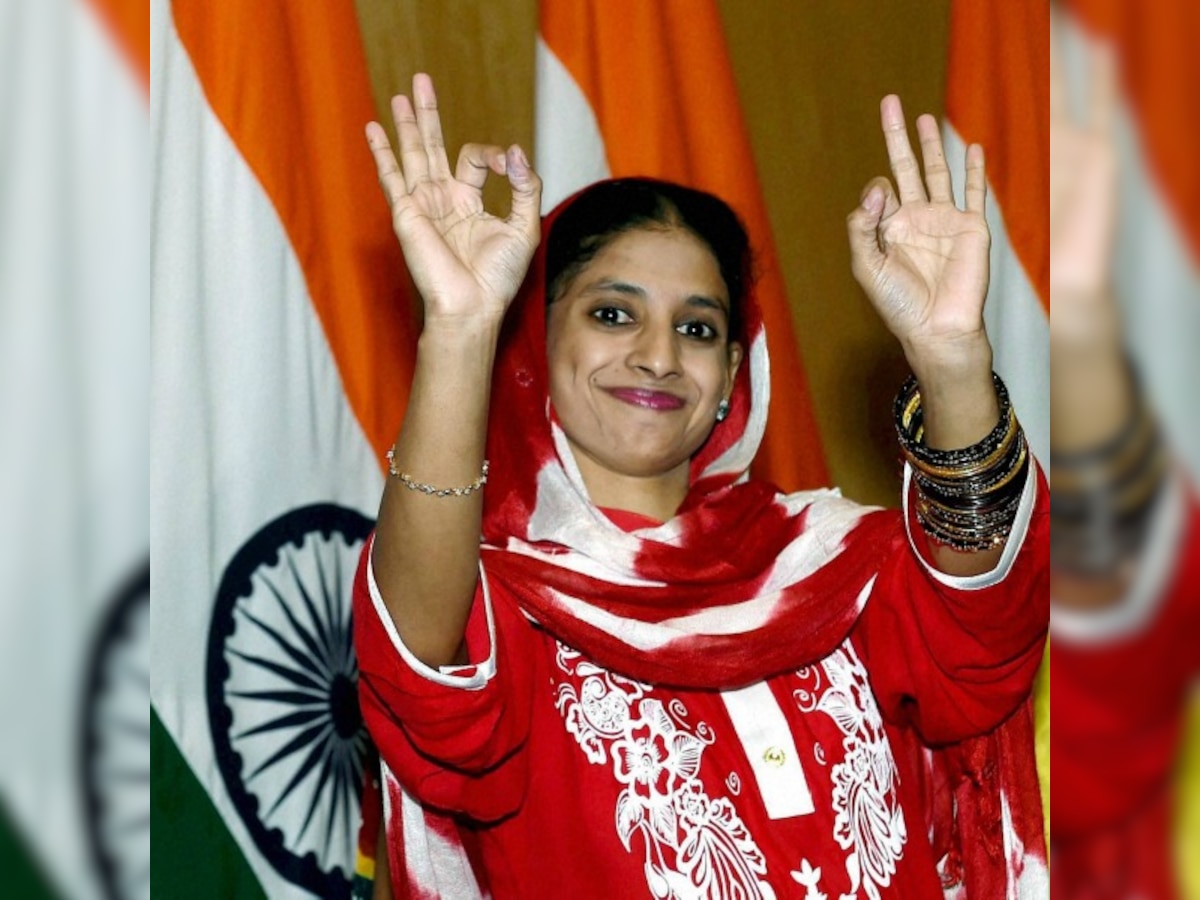 Geeta given rousing welcome in Indore