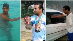 Shameful! Differently abled gold medallist Indian swimmer forced to wash cars for a living