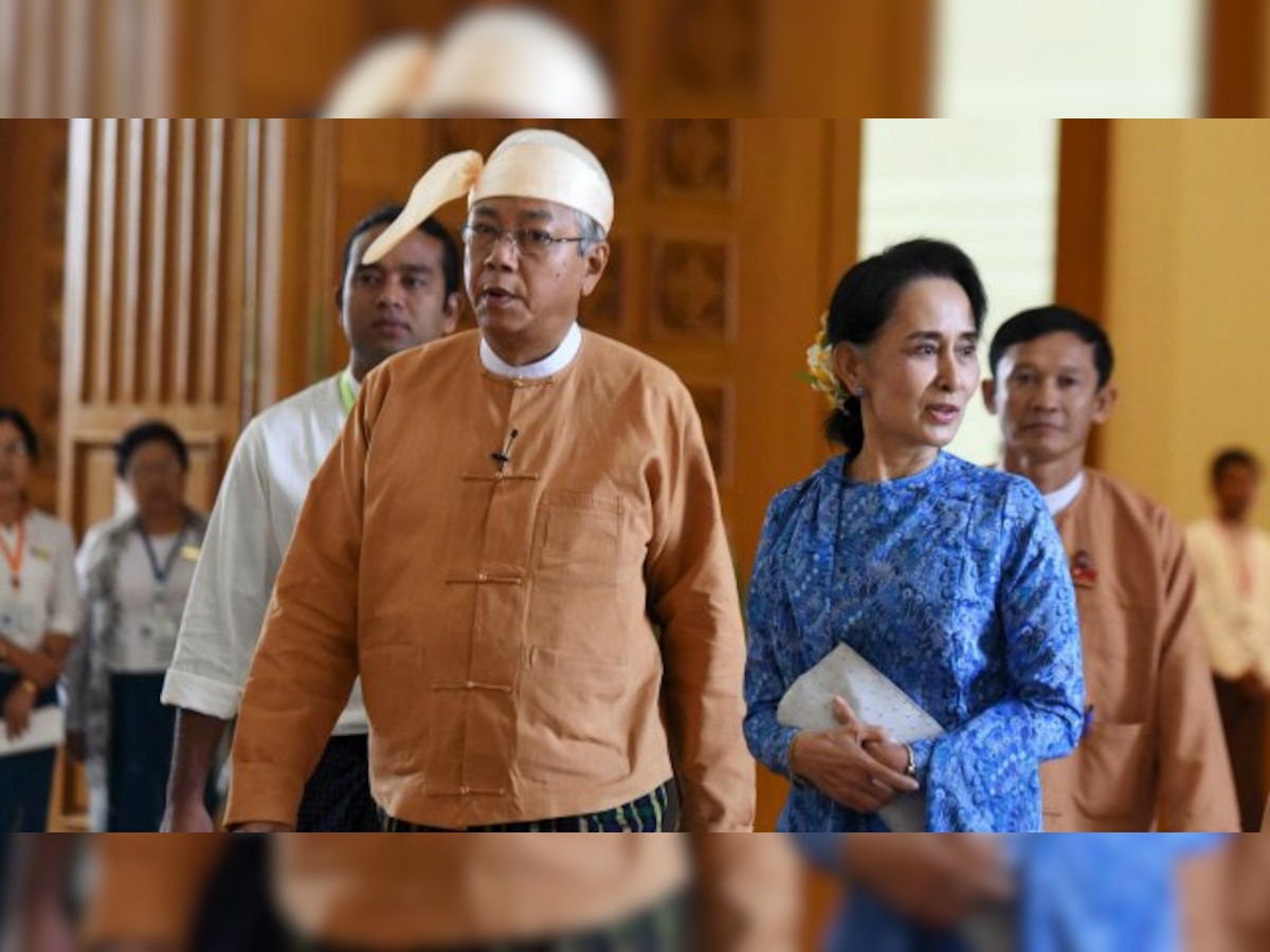 Myanmar swears in first president Htin Kyaw with no army ties in more than 50 years