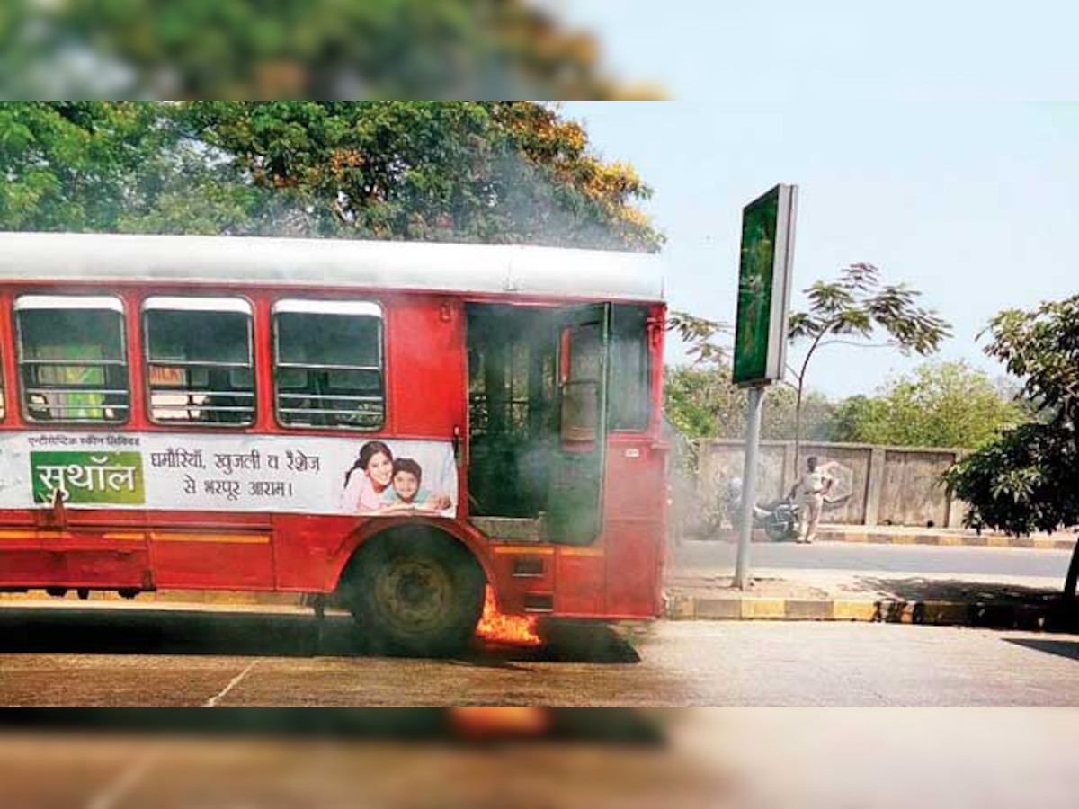 BEST bus catches fire, none hurt