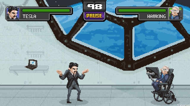 Science Kombat is a 2D browser fighting game where scientists square off