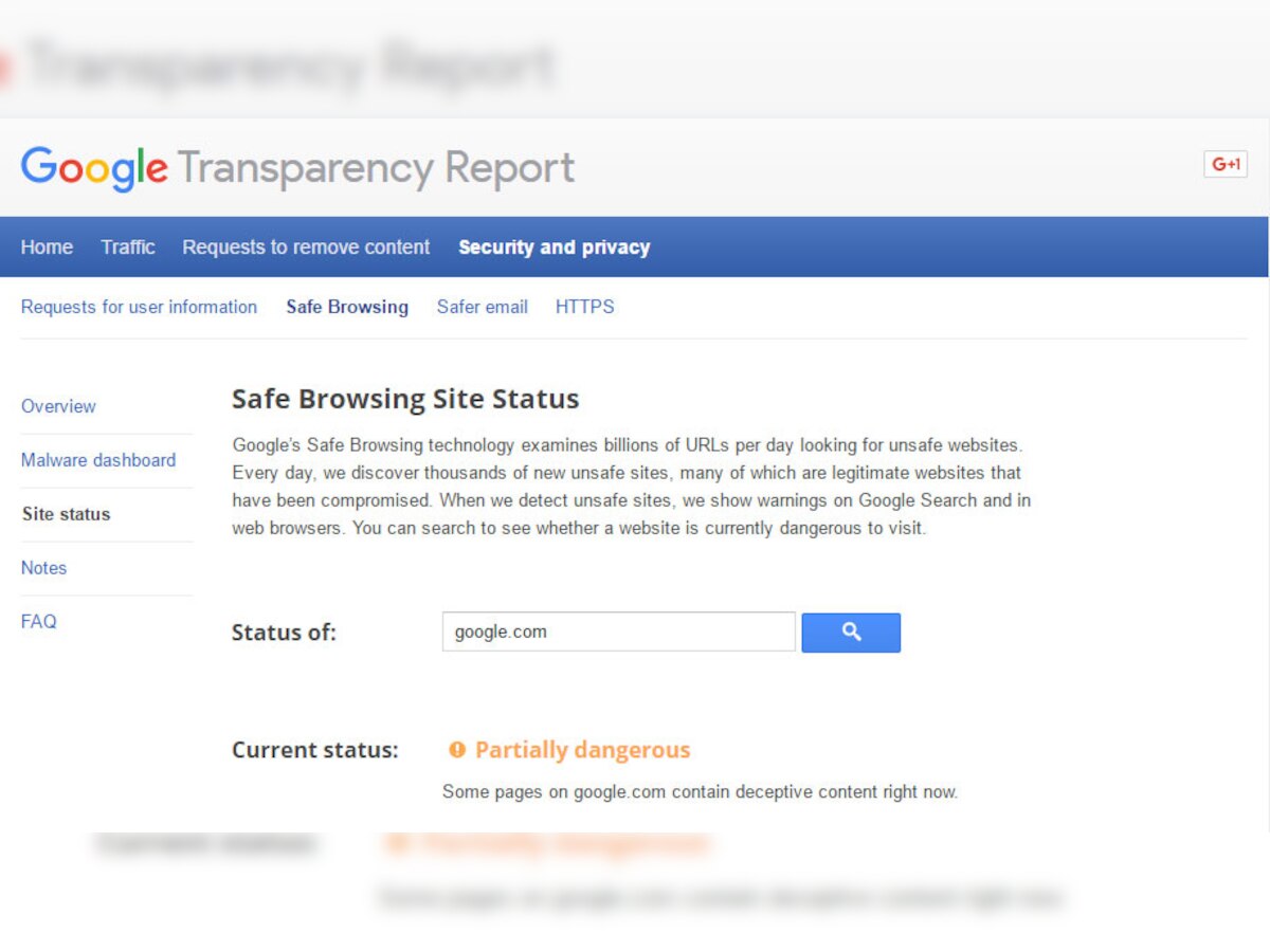 Google’s Safe Browsing tool marks google.com as ‘Partially dangerous’, Bing safe though