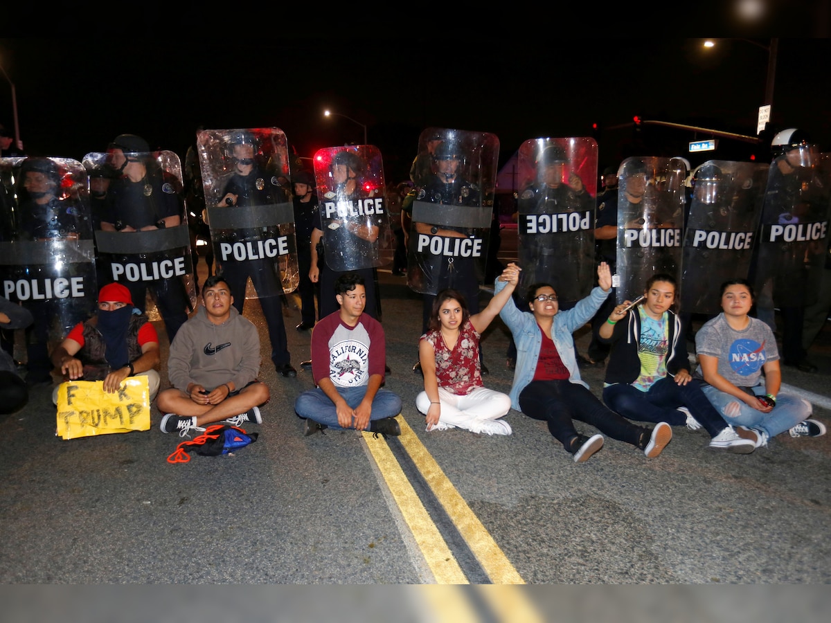 Protesters take to streets outside Donald Trump campaign event in California; 20 arrested