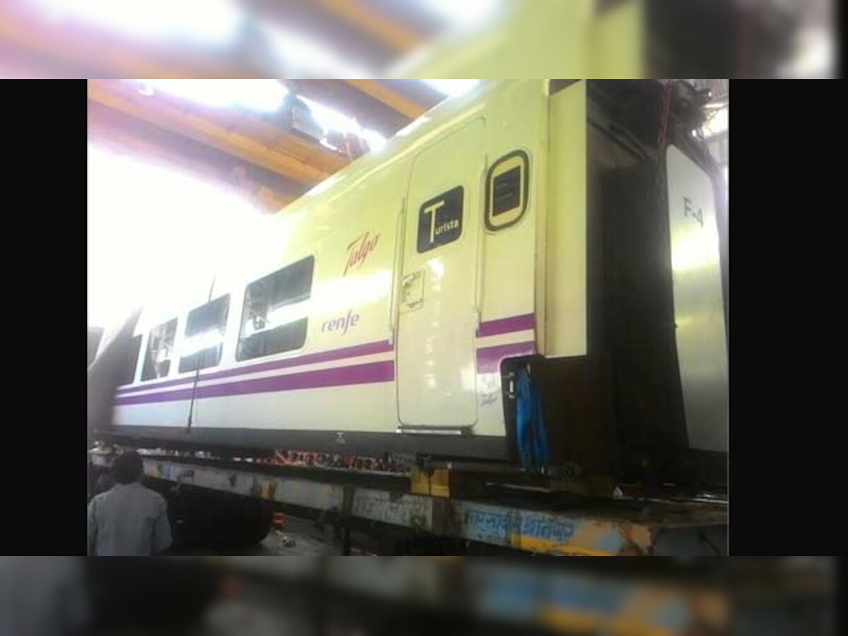 Spanish Talgo train arrives at the Izatnagar Workshop in Uttar Pradesh