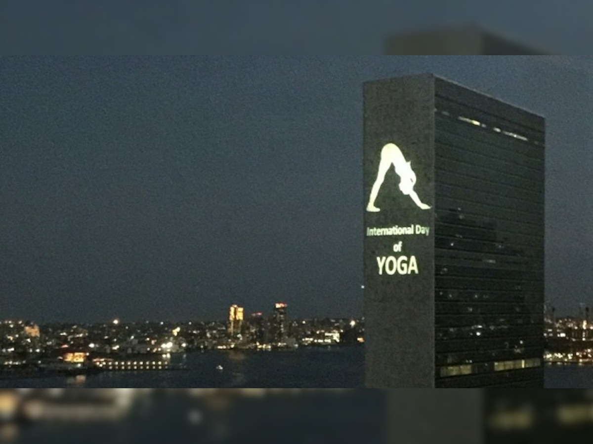 'Parvatasana' lights up UN headquarters ahead of International Yoga Day