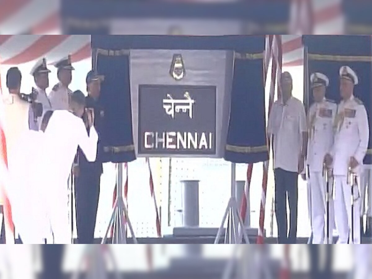 Indigenously designed guided missile destroyer 'INS Chennai' commissioned in Indian Navy