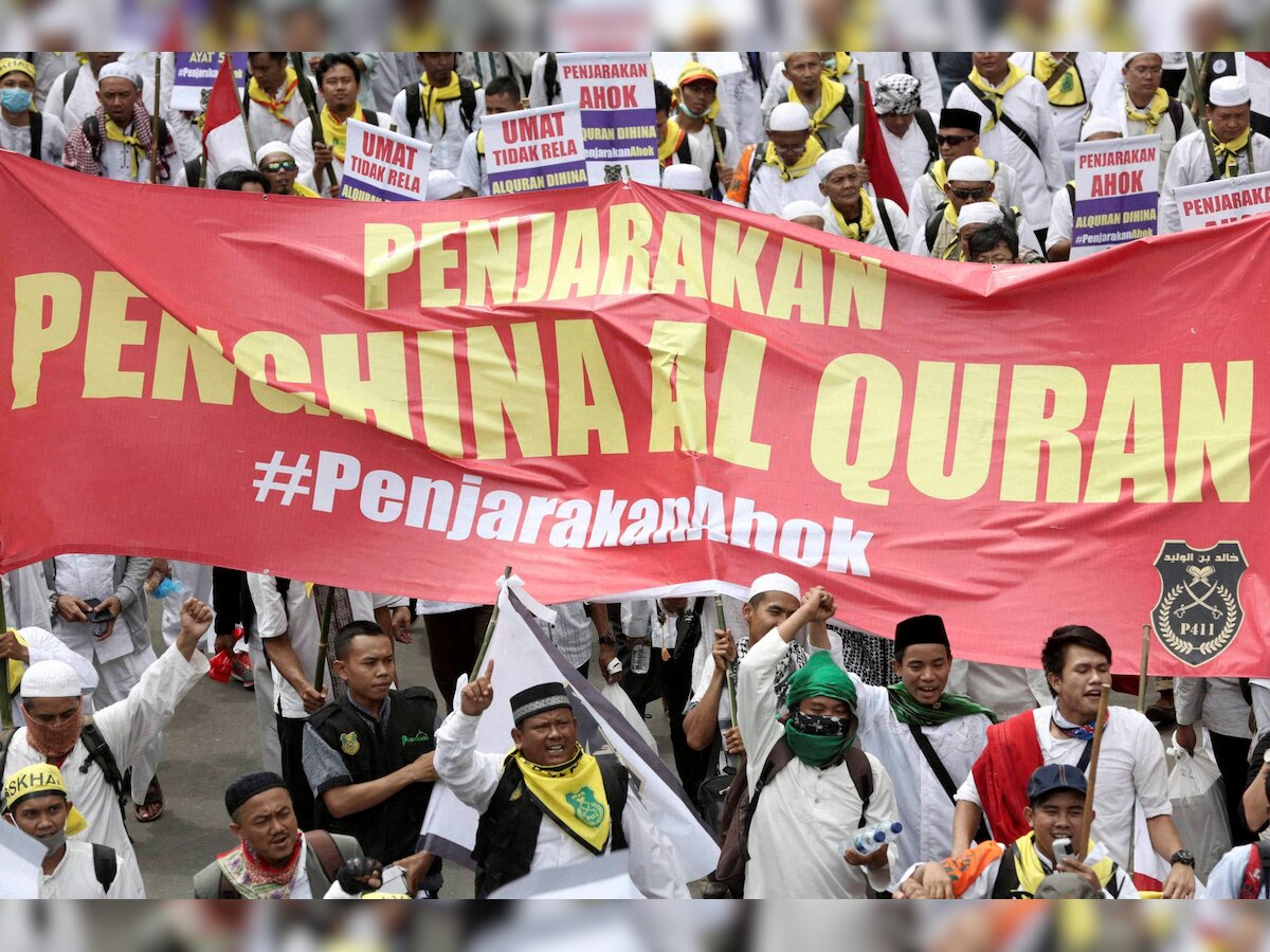 Tens of thousands protest in Jakarta amid fury over Christian governor         