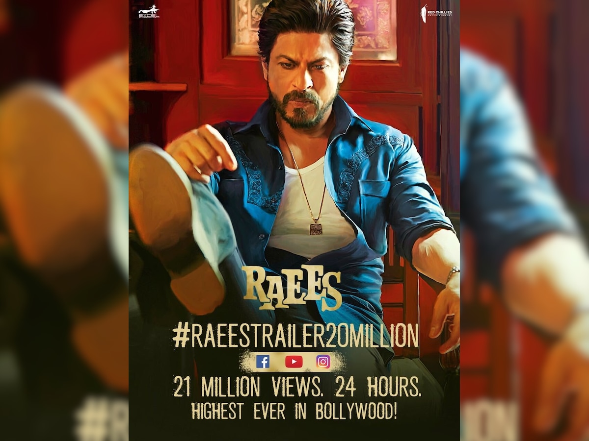 21 million views and 272k likes: Shah Rukh Khan's Raees trailer has broken all records by Aamir and Salman!