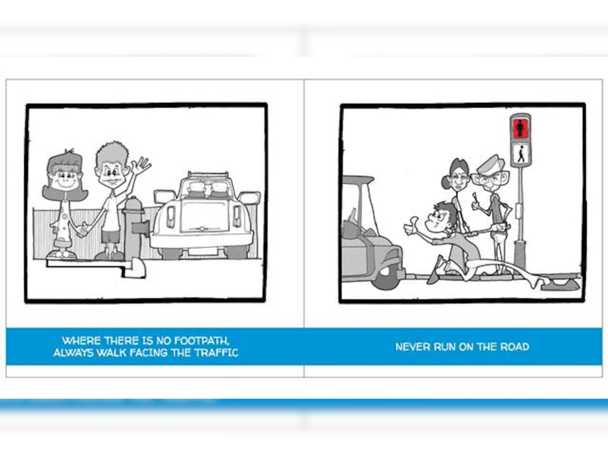 Kids sketch and compile cartoon book on road safety