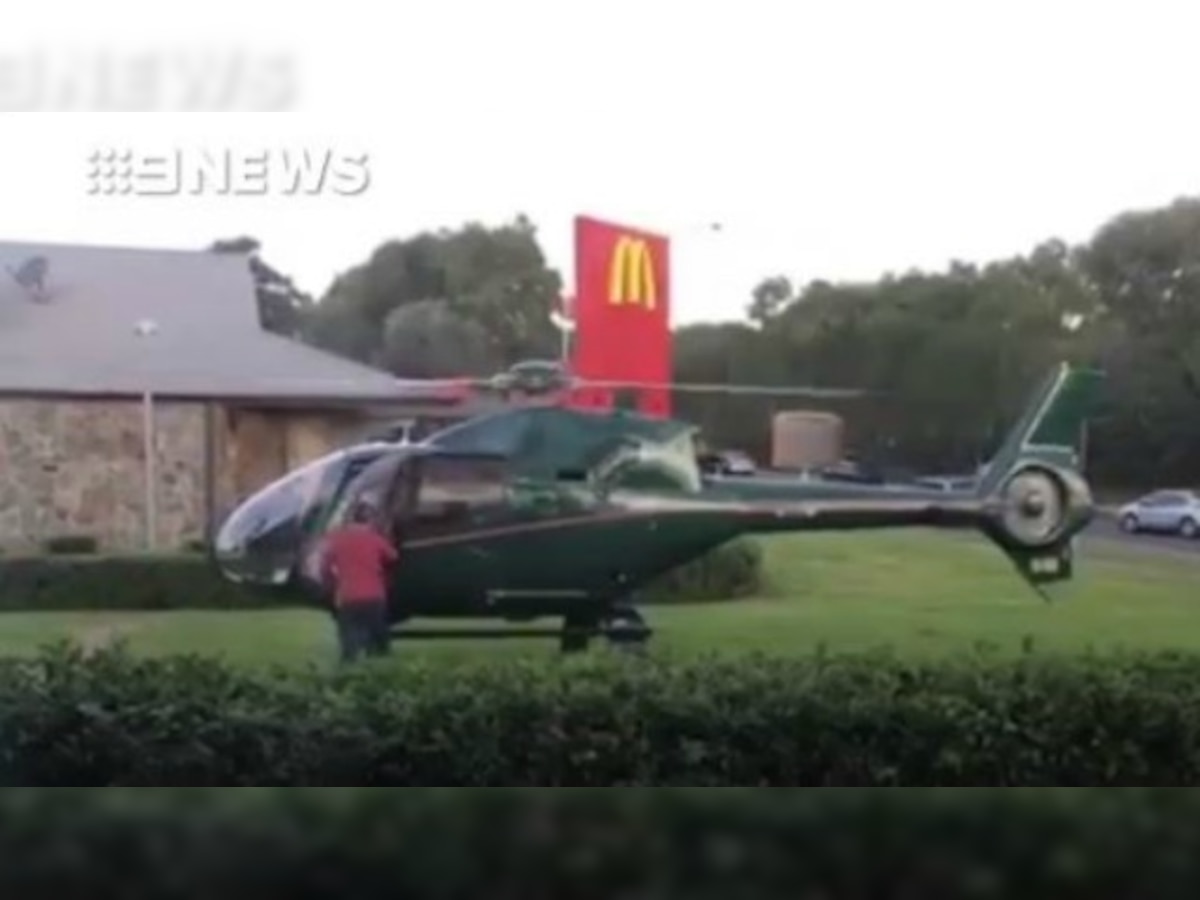 WATCH: Aus pilot lands chopper next to McDonald's to grab quick bite!