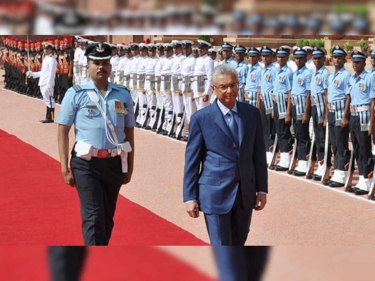 Mauritius PM given ceremonial welcome in Rashtrapati Bhawan on his first visit abroad after assuming office
