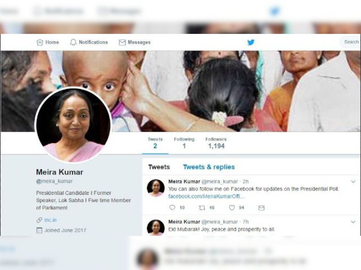 Meira Kumar joins Twitter; gets over 1,000 followers on Day 1
