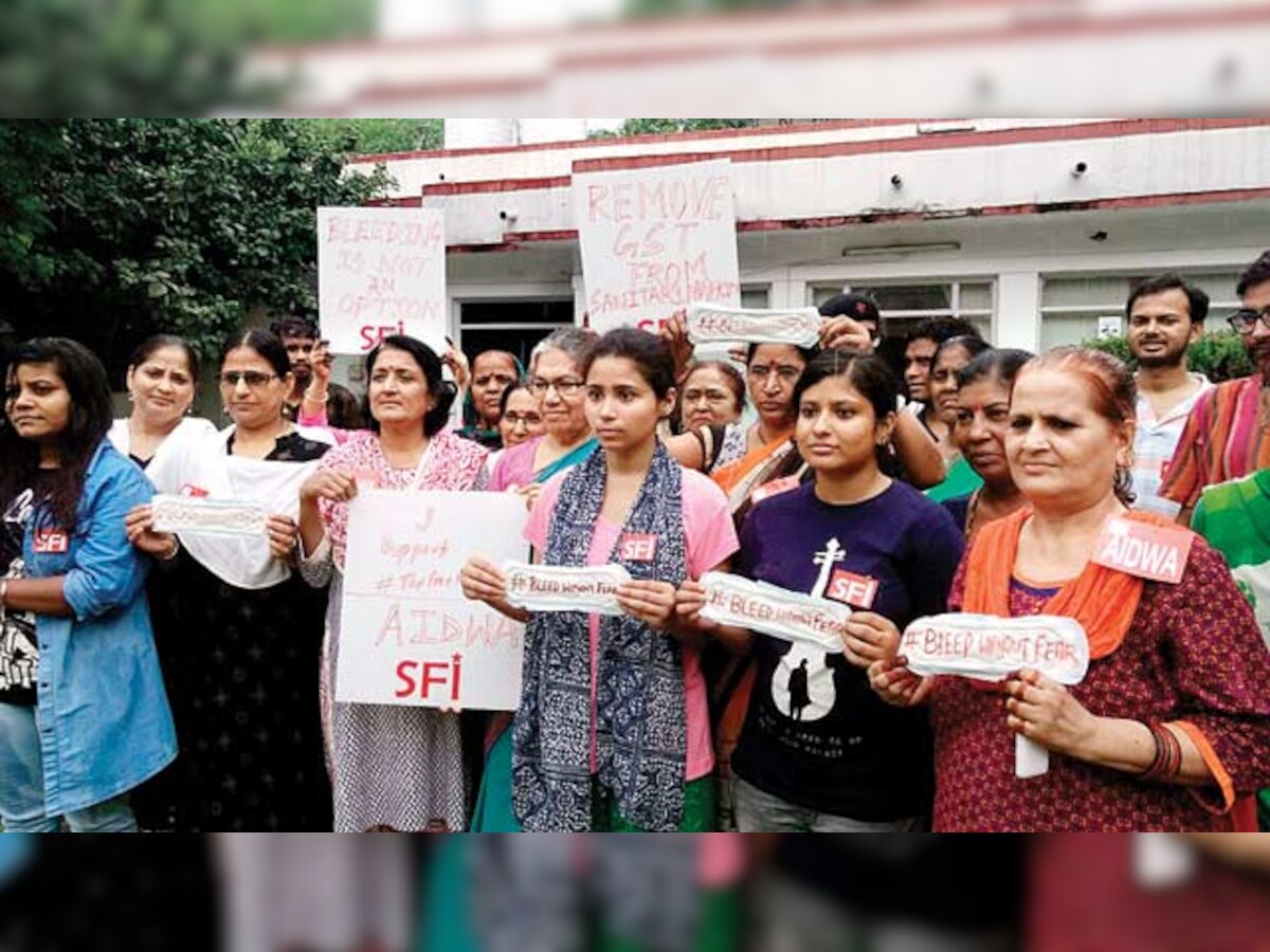 SFI sends sanitary pads to Jaitley to protest GST