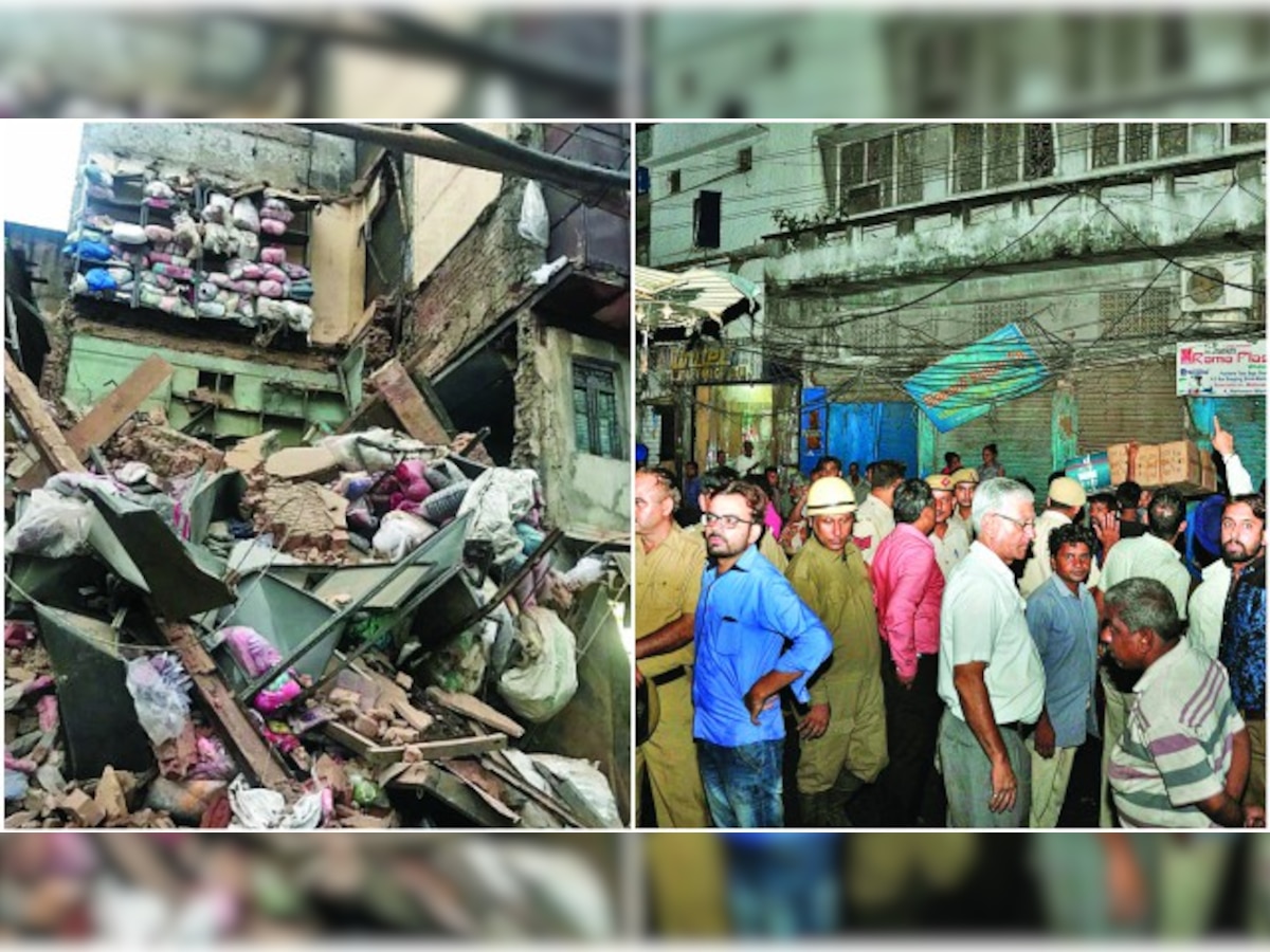 Three-storey building collapses in Sadar Bazaar