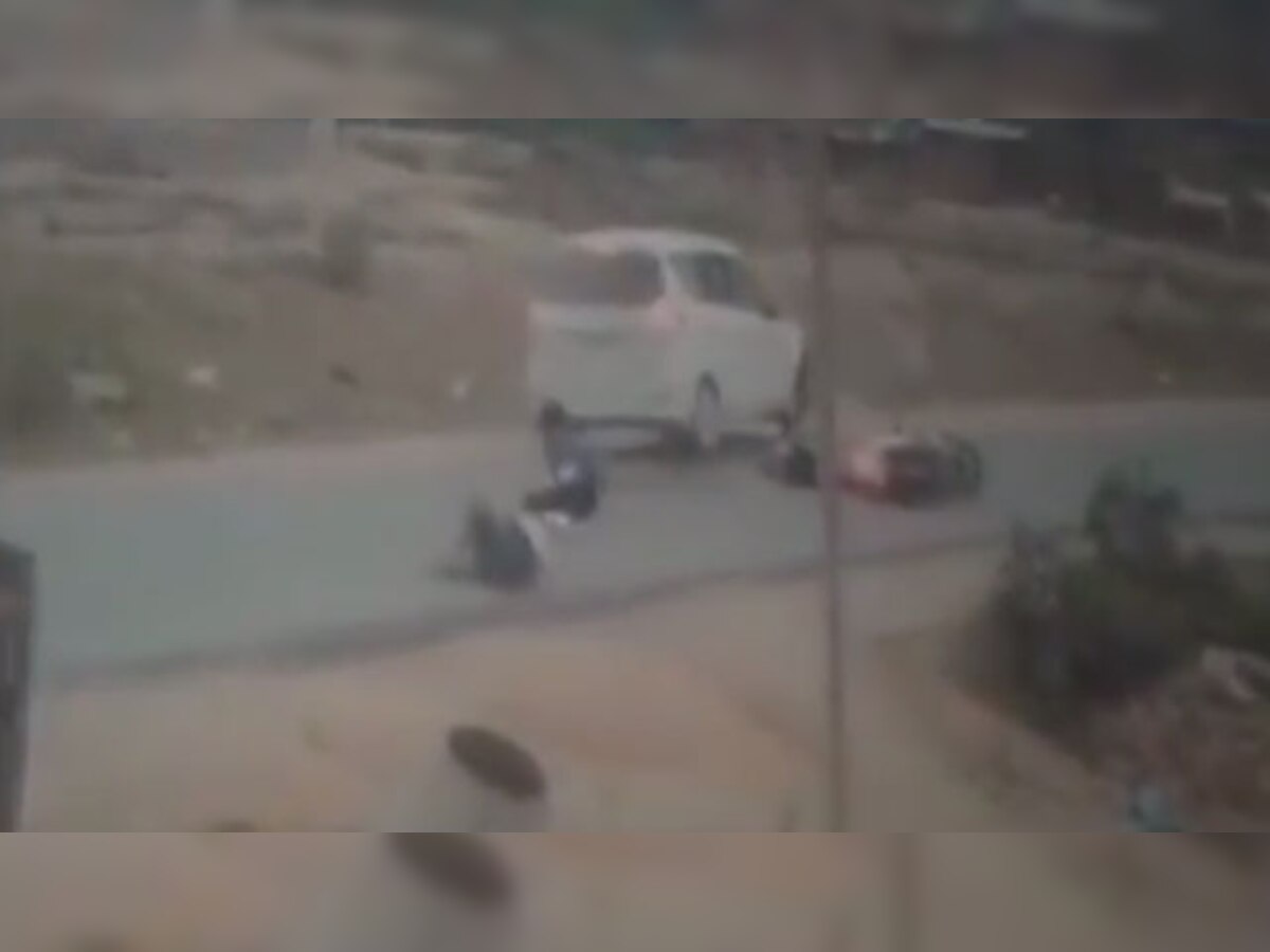 Caught on CCTV: Girls flung into air after dreadful car-bike crash, miraculously survive in Madhya Pradesh 