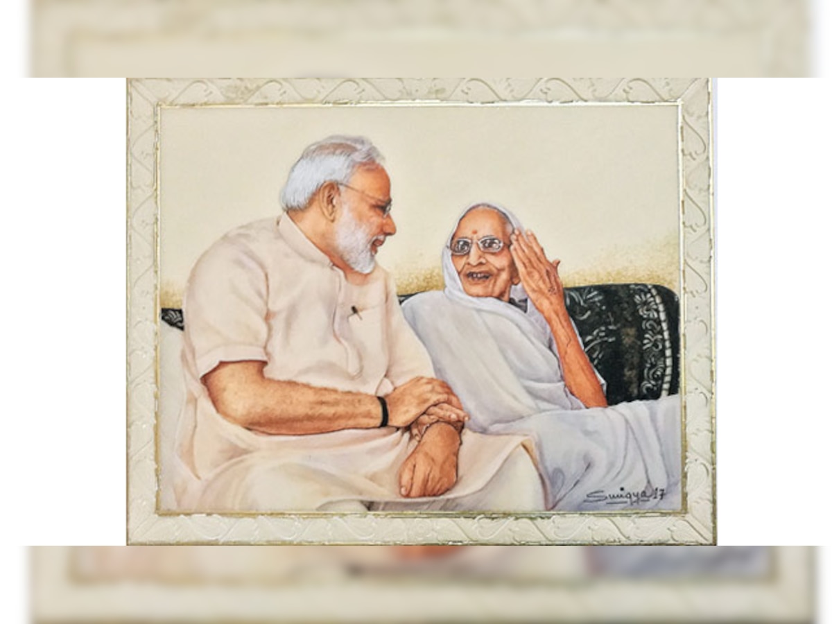 For Mr PM | Suvigya Sharma has created a portrait of Prime Minister Narendra Modi with his mother Heeraben