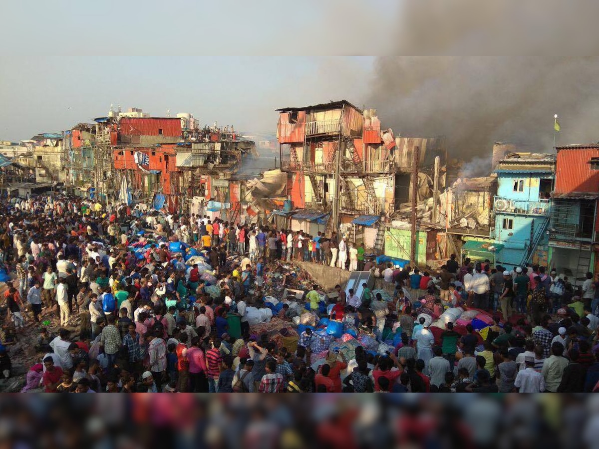 Massive fire breaks out in Mumbai's Bandra east during demolition drive; Harbour line stretch closed