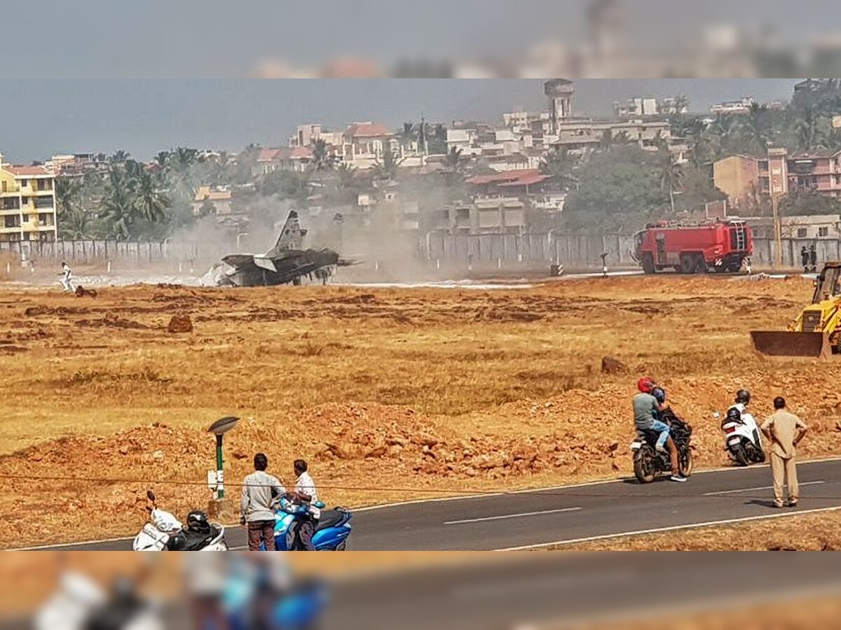 Indian Navy's MiG 29K fighter jet crashes at Goa Airport, pilot ejects safely