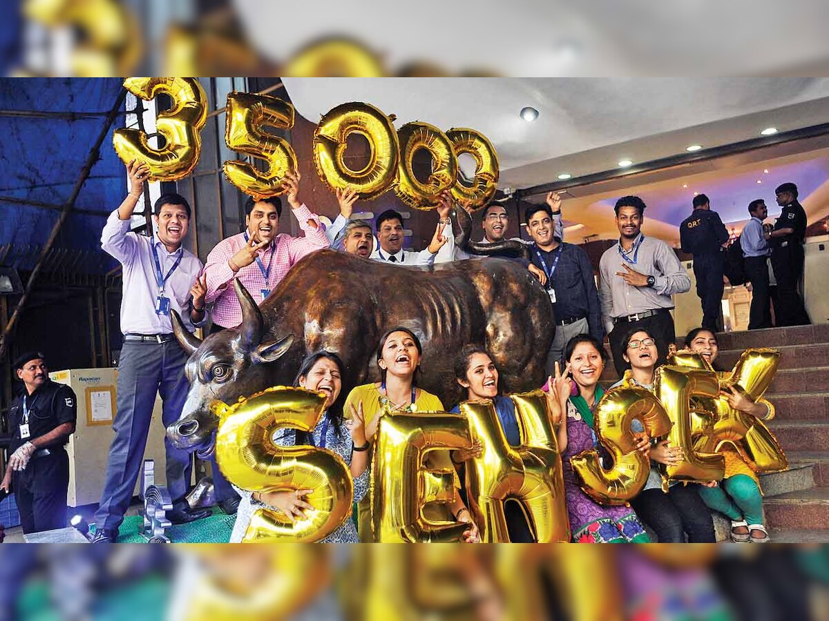 Sensex enters middle age, hits 35000